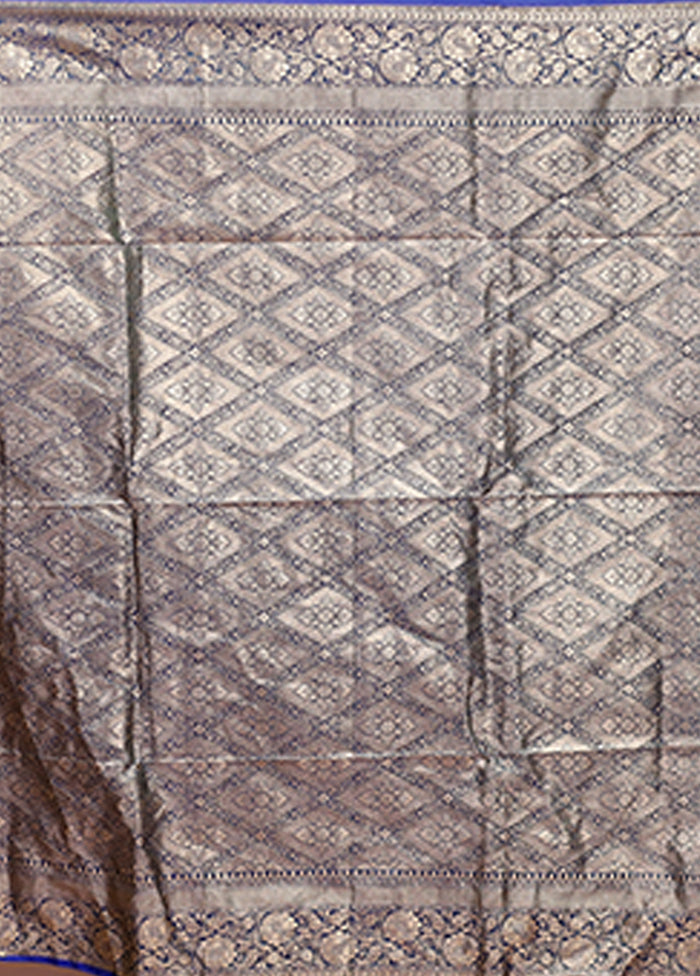 Blue Dupion Silk Saree With Blouse Piece