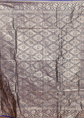 Blue Dupion Silk Saree With Blouse Piece