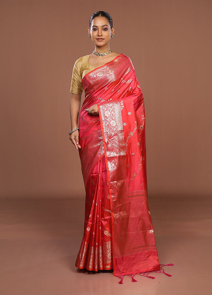 Pink Dupion Silk Saree With Blouse Piece