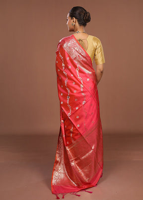 Pink Dupion Silk Saree With Blouse Piece