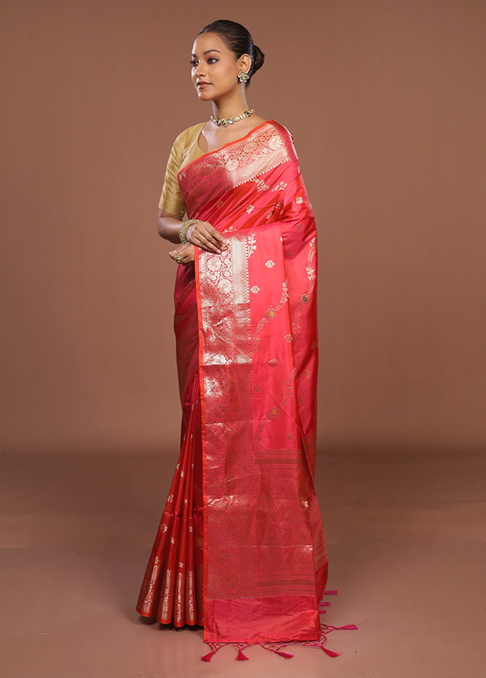 Pink Dupion Silk Saree With Blouse Piece