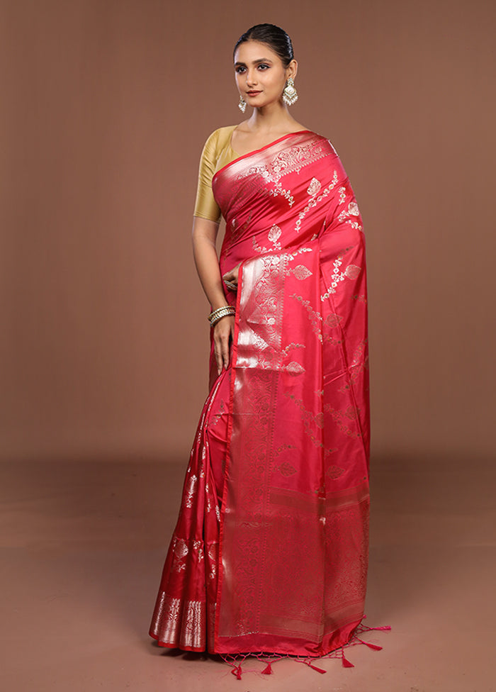 Pink Dupion Silk Saree With Blouse Piece