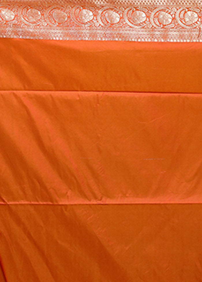 Orange Dupion Silk Saree With Blouse Piece