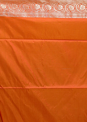 Orange Dupion Silk Saree With Blouse Piece