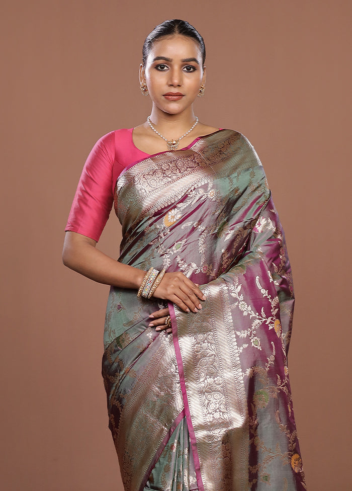Purple Dupion Silk Saree With Blouse Piece