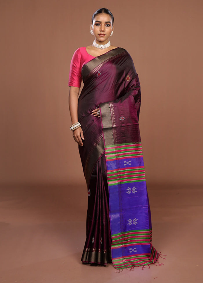 Multicolor Handloom Kanjivaram Pure Silk Saree With Blouse Piece