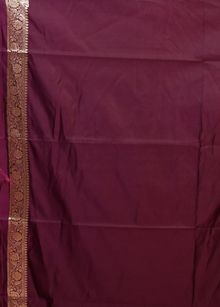Purple Banarasi Silk Saree With Blouse Piece