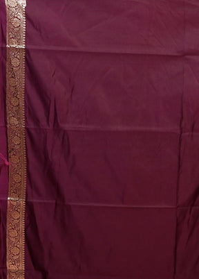 Purple Banarasi Silk Saree With Blouse Piece