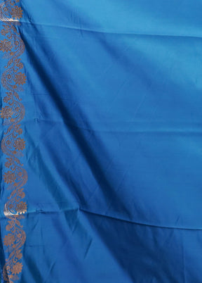 Blue Banarasi Silk Saree With Blouse Piece