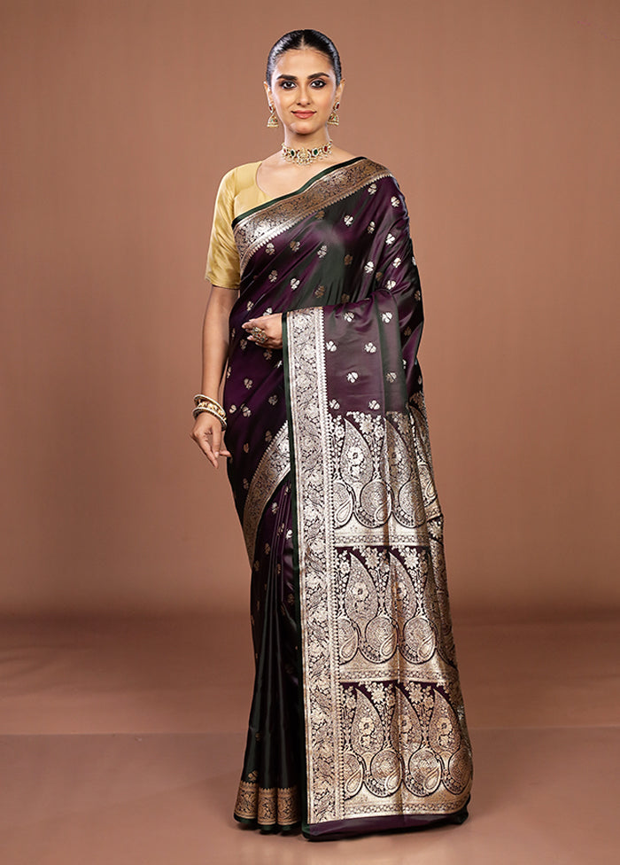 Purple Banarasi Silk Saree With Blouse Piece