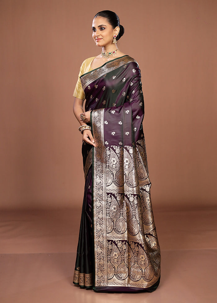Purple Banarasi Silk Saree With Blouse Piece