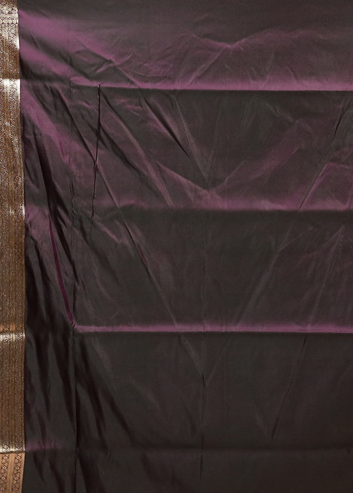 Purple Banarasi Silk Saree With Blouse Piece