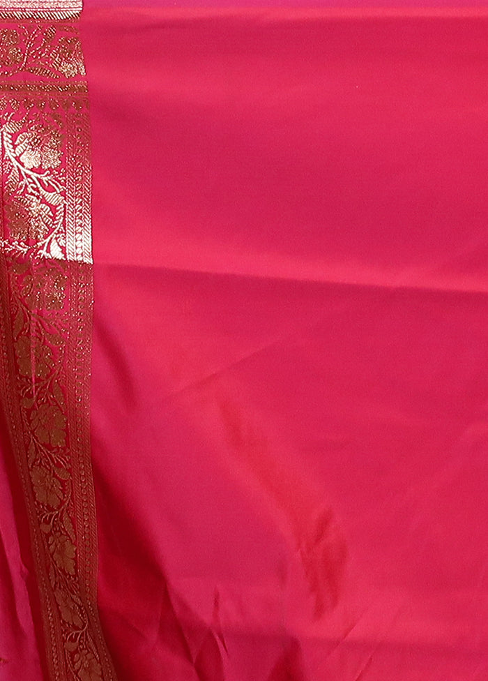 Pink Banarasi Silk Saree With Blouse Piece