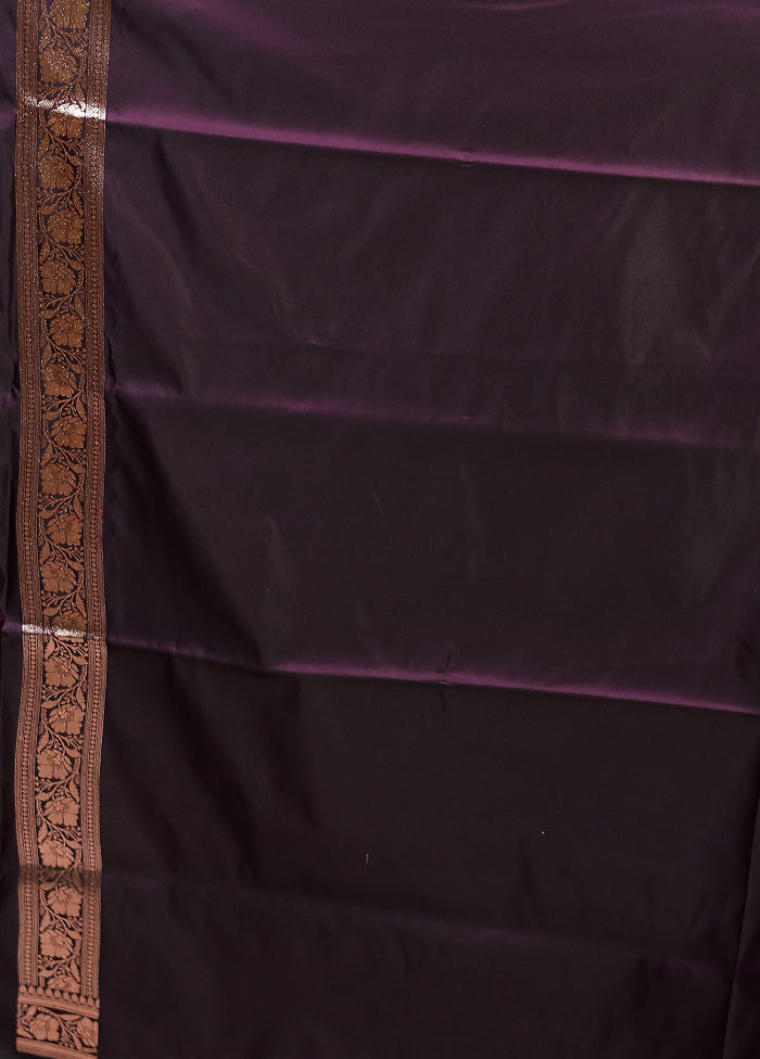 Purple Banarasi Silk Saree With Blouse Piece