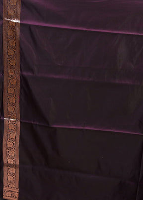 Purple Banarasi Silk Saree With Blouse Piece