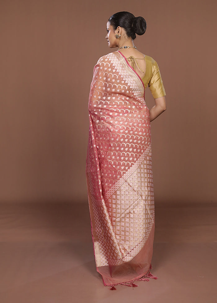 Pink Kora Silk Saree With Blouse Piece