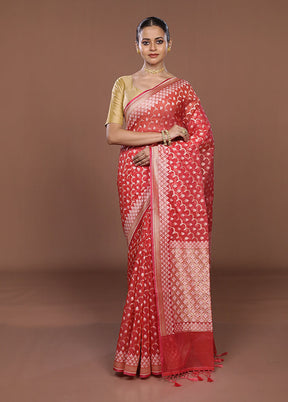 Pink Kora Silk Saree With Blouse Piece