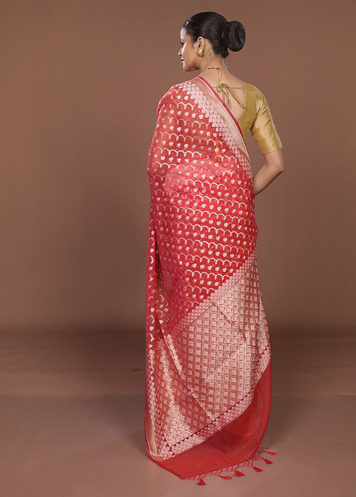 Pink Kora Silk Saree With Blouse Piece