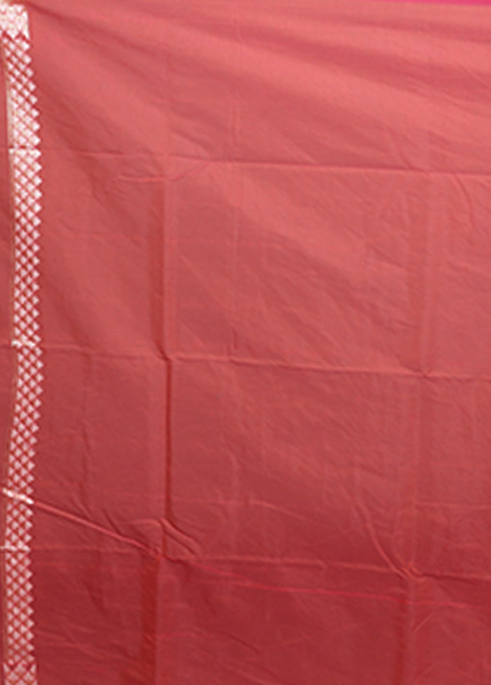 Pink Kora Silk Saree With Blouse Piece