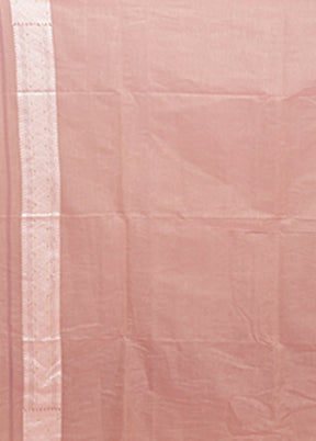 Peach Kora Silk Saree With Blouse Piece