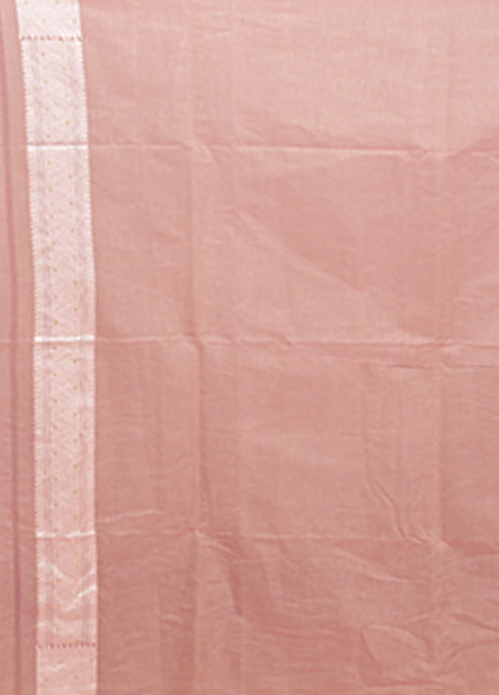 Peach Kora Silk Saree With Blouse Piece