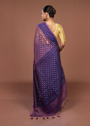 Blue Kora Silk Saree With Blouse Piece
