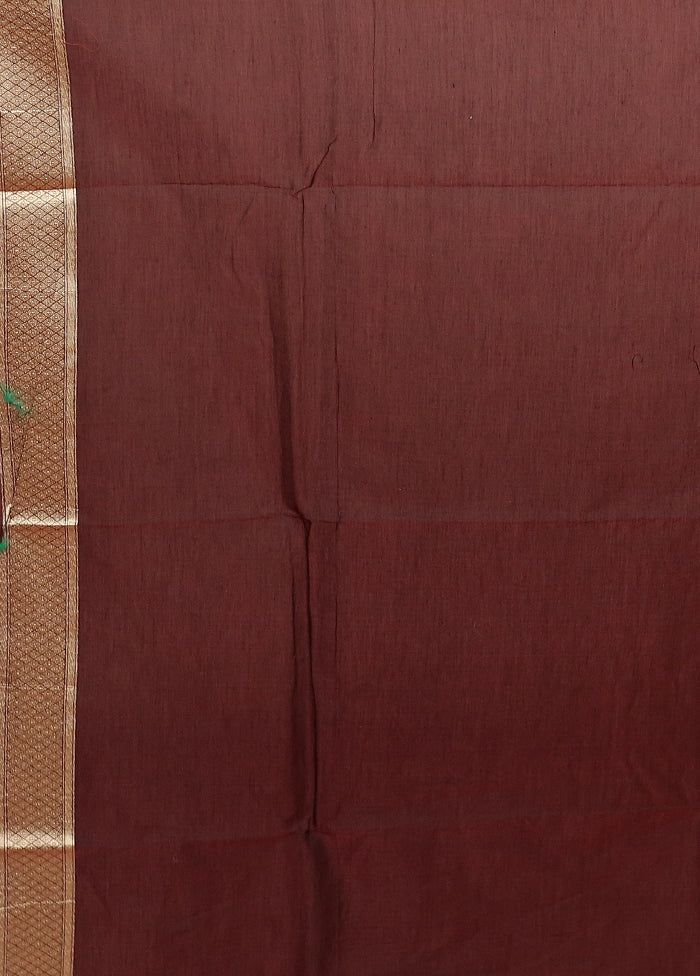 Maroon Kora Silk Saree With Blouse Piece