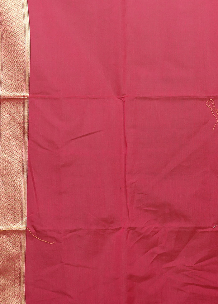 Pink Kora Silk Saree With Blouse Piece