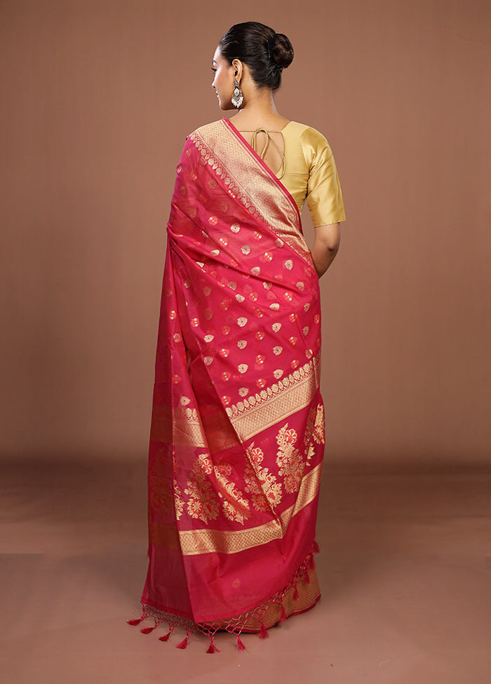 Pink Kora Silk Saree With Blouse Piece