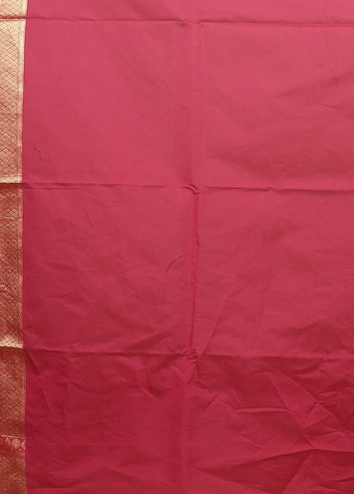 Pink Kora Silk Saree With Blouse Piece