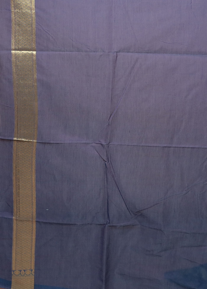 Blue Kora Silk Saree With Blouse Piece