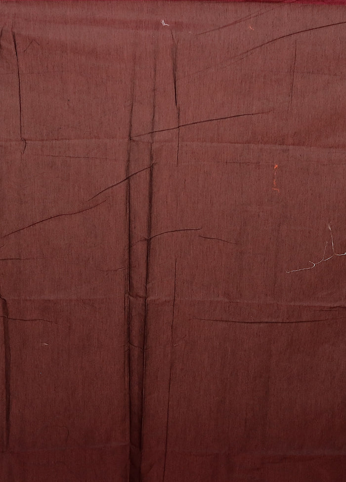 Maroon Kora Silk Saree With Blouse Piece