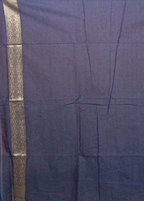 Blue Kora Silk Saree With Blouse Piece