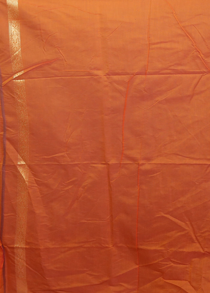 Orange Kora Silk Saree With Blouse Piece