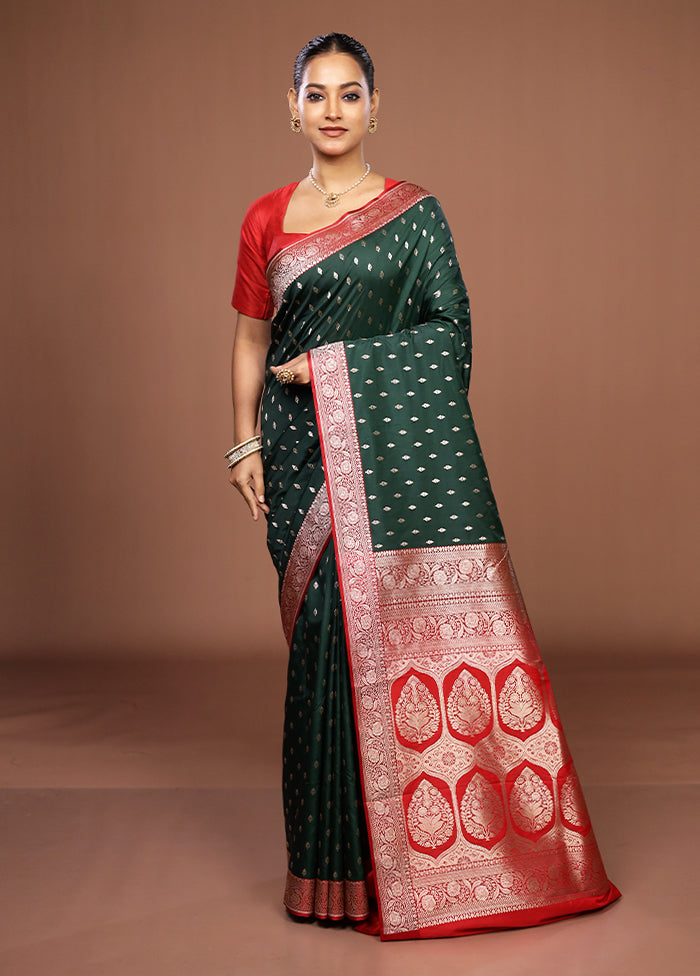 Green Katan Silk Saree With Blouse Piece