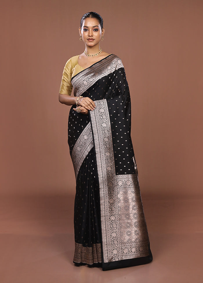 Black Katan Silk Saree With Blouse Piece