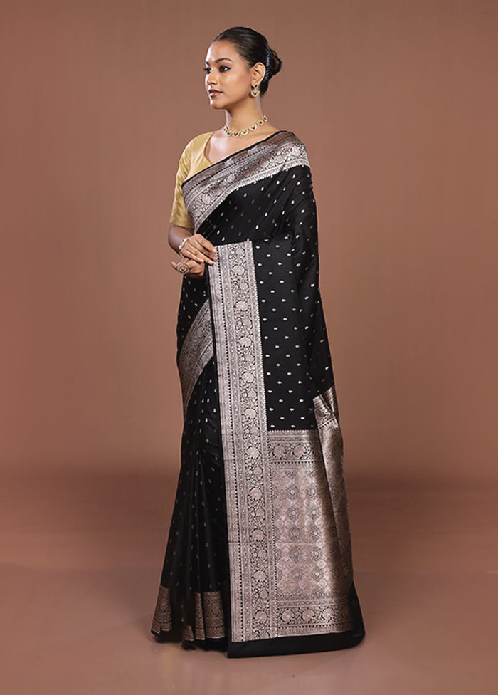 Black Katan Silk Saree With Blouse Piece