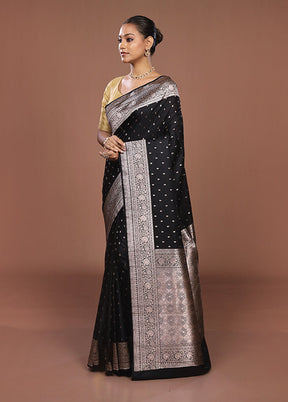Black Katan Silk Saree With Blouse Piece