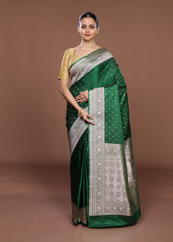 Green Katan Silk Saree With Blouse Piece