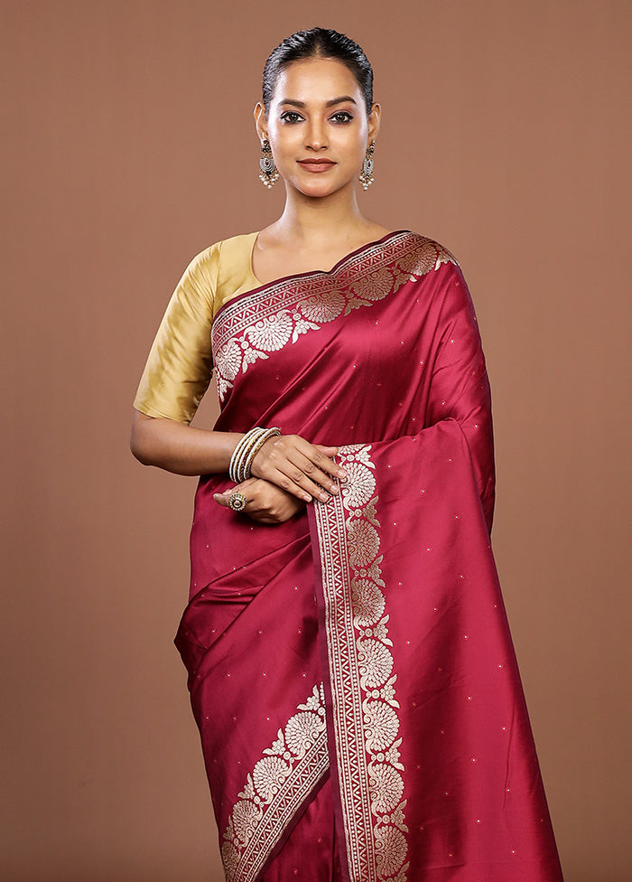 Maroon Katan Silk Saree With Blouse Piece