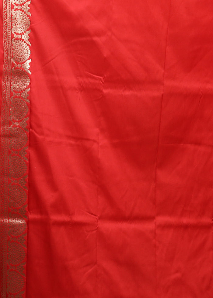Red Katan Silk Saree With Blouse Piece