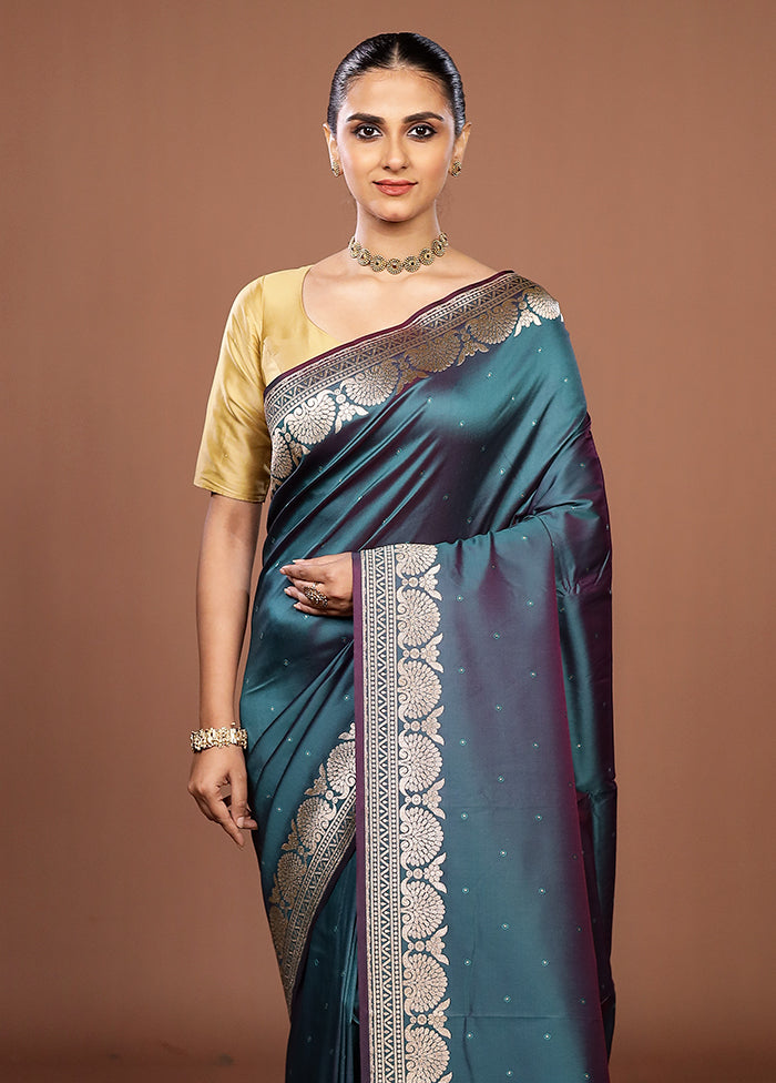 Green Katan Silk Saree With Blouse Piece