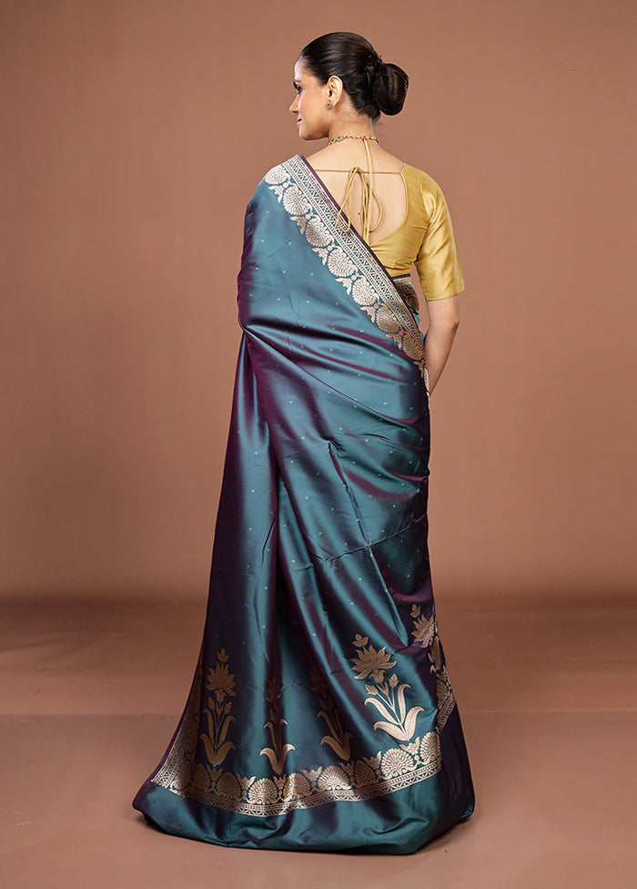 Green Katan Silk Saree With Blouse Piece