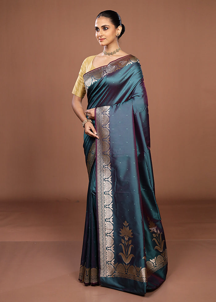 Green Katan Silk Saree With Blouse Piece