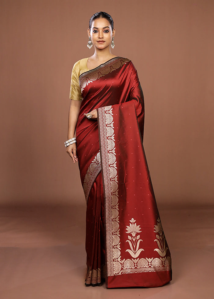 Maroon Katan Silk Saree With Blouse Piece