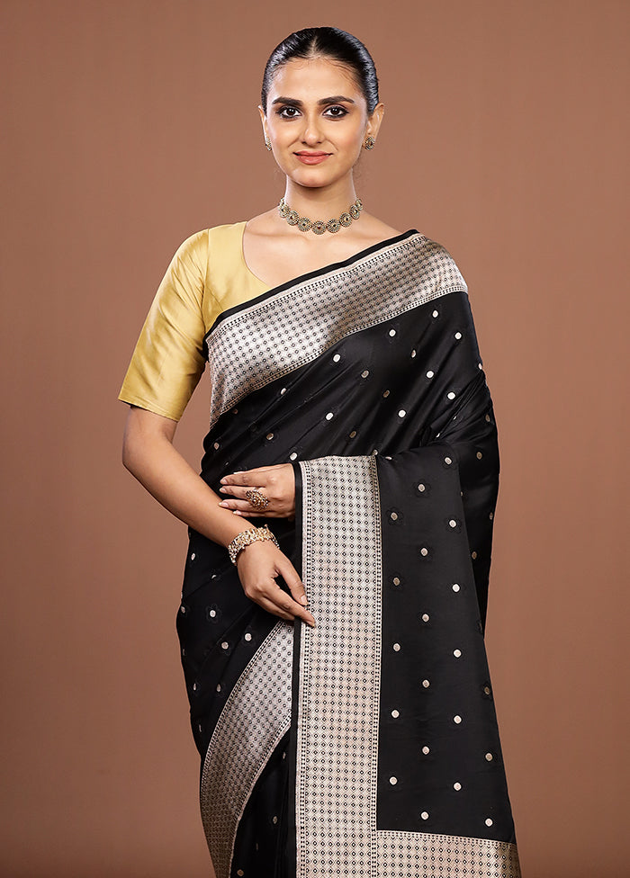 Black Katan Silk Saree With Blouse Piece