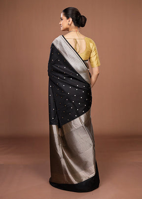 Black Katan Silk Saree With Blouse Piece