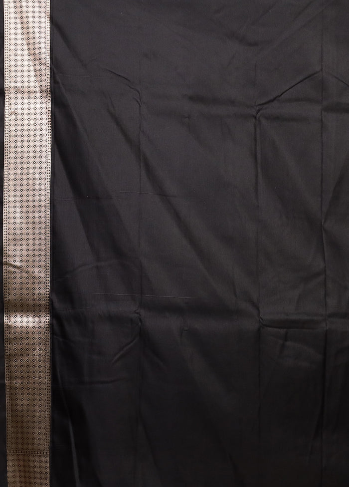 Black Katan Silk Saree With Blouse Piece