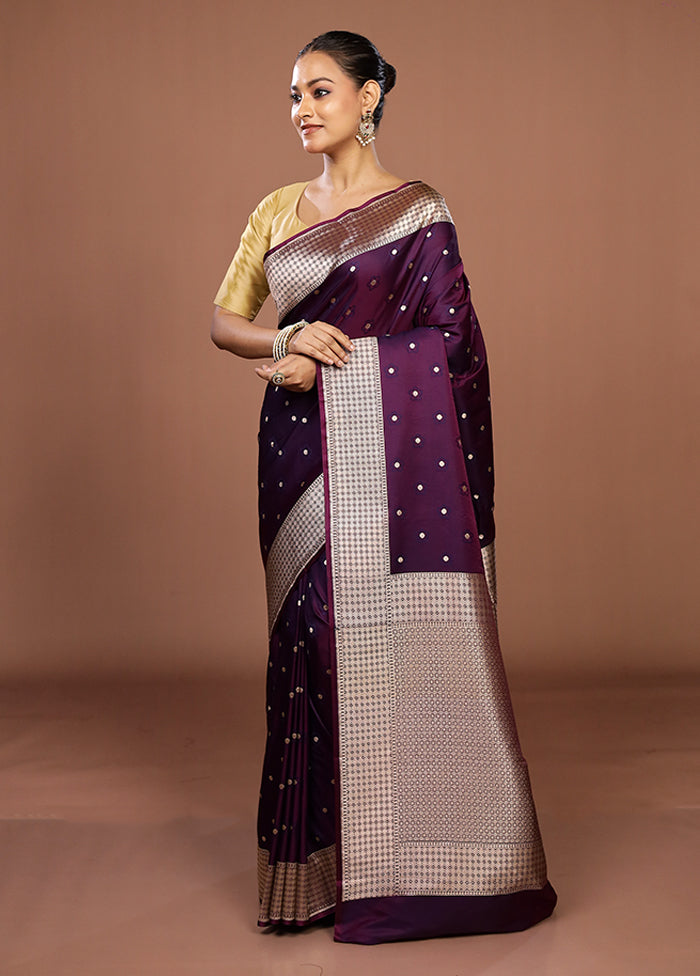 Purple Katan Silk Saree With Blouse Piece