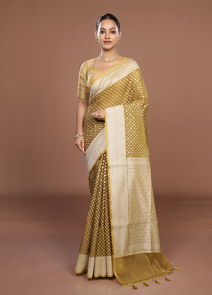 Yellow Kora Silk Saree With Blouse Piece